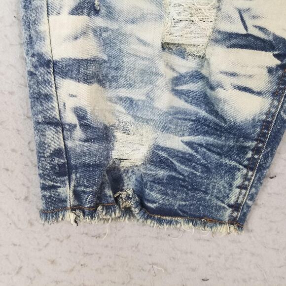 Evolution In Design Shorts Mens 38 Blue Denim Distressed Ripped Jean Cutoff - Picture 4 of 13